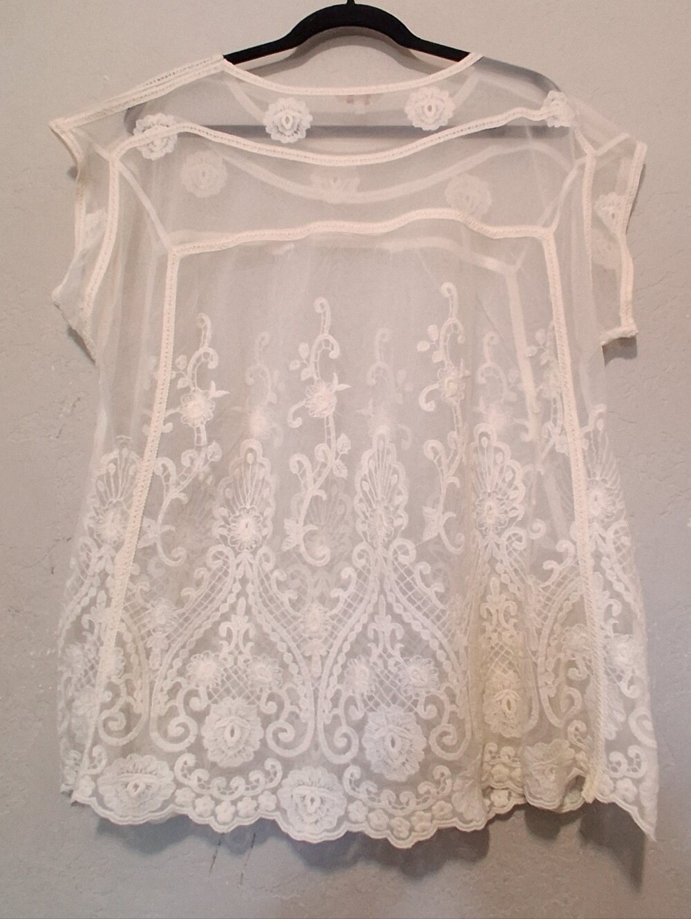 Sundance White Sheer Embroidered Lace Blouse - Picture 2 of 12